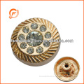 golden metal jeans buttons with glass stone for Jeans/garment